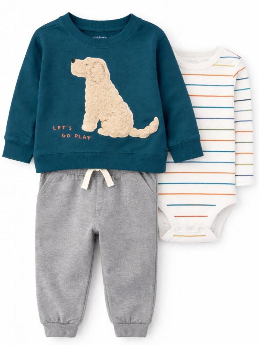 NWT Carter’s Toddler Boy 3 Piece Outfit Set 18 Months Dog Sweatshirt Gray Jogger